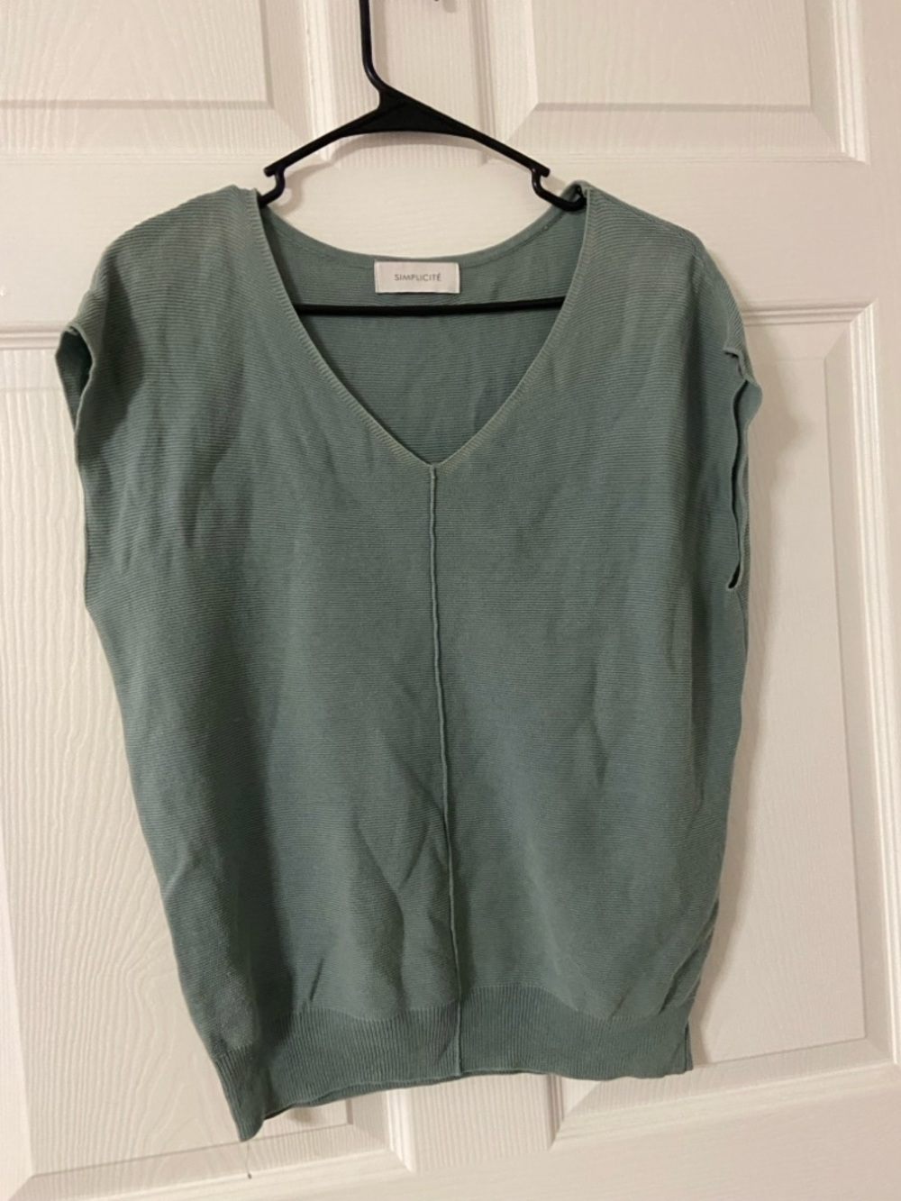 T38- SIMPLICITE Teal Green Knit Dolman Sweater Top